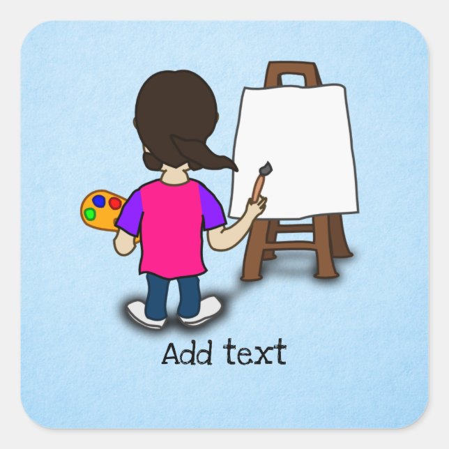 Adesivo Quadrado Artista no trabalho, modelo, (Frente)