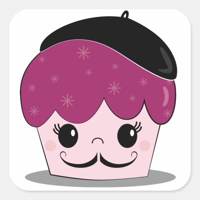 Adesivo Quadrado Artiste Cupcake Mustache (Frente)
