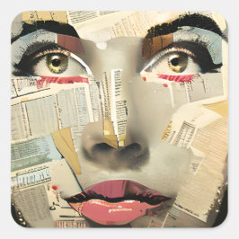 Adesivo Quadrado Artsy Arte Digital Única | Bonito Lady Abstrato