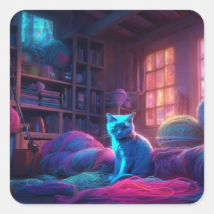 Adesivo Quadrado Artsy Cat