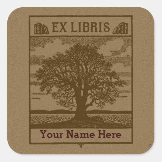 Adesivo Quadrado Árvore Clássica com Livros Ex Libris