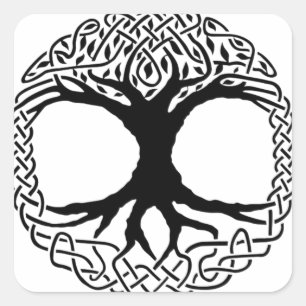Adesivo Quadrado Árvore da vida Yggdrasil Norse wicca mythology