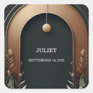 Adesivo Quadrado Árvore de Madeira Rústica Celebração de Chá de Beb