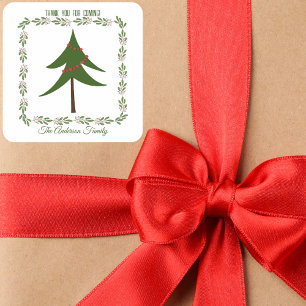 Adesivo Quadrado Árvore de Natais vintages retrorreflectores e nome