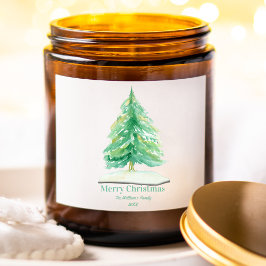 Adesivo Quadrado Árvore de Natal Aquarela com neve Dourada