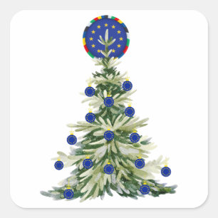Adesivo Quadrado Árvore de Natal - Bandeira da União Europeia Eur