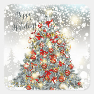 Adesivo Quadrado Árvore de Natal, baubles Retângulo Stickers