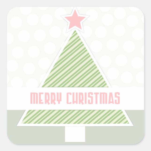 Adesivo Quadrado Árvore de Natal Bonita Moderna (Frente)