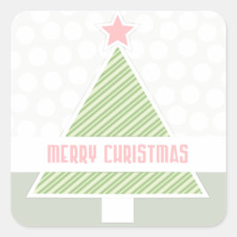 Adesivo Quadrado Árvore de Natal Bonita Moderna