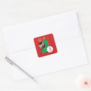 Adesivo Quadrado Árvore de Natal com suas fotos