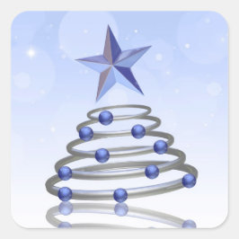 Adesivo Quadrado Árvore de Natal Cromo 3D moderna