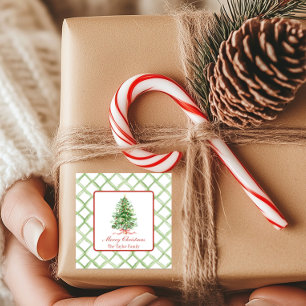 Adesivo Quadrado Árvore de Natal de Aquarela