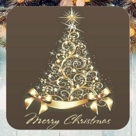 Adesivo Quadrado Árvore de Natal de ouro falsa