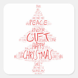 Adesivo Quadrado Árvore de Natal de Tipografia Simples