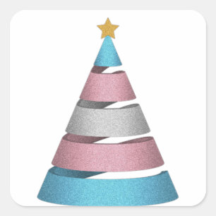 Adesivo Quadrado Árvore de Natal do brilho do Transgender