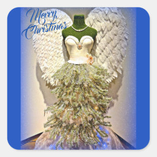 Adesivo Quadrado Árvore de Natal do formulário do vestido do