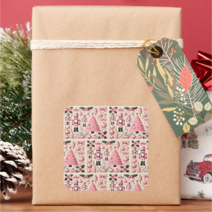 Adesivo Quadrado Árvore de Natal do Quebra-Nozes Rosa