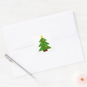 Adesivo Quadrado Árvore de Natal em Pixel Art