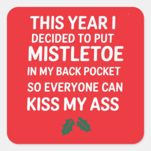 Adesivo Quadrado Árvore de Natal Engraçada Natal Divertido Natal Hi