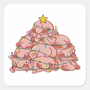 Adesivo Quadrado Árvore de Natal Engraçado Natal Animal Natal