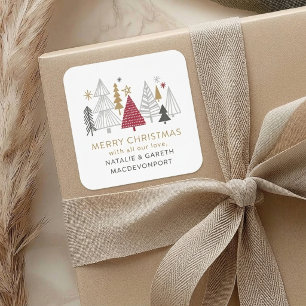 Adesivo Quadrado Árvore de Natal Escandinava Personalizada
