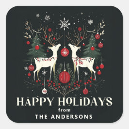 Adesivo Quadrado Árvore de Natal Escandinava Quente