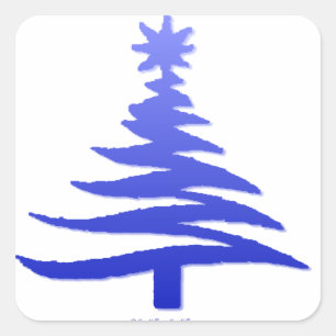 Adesivo Quadrado Árvore de Natal Estêncil Azul Cobalto