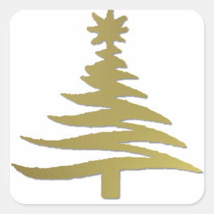 Adesivo Quadrado Árvore de Natal Estêncil Dourado