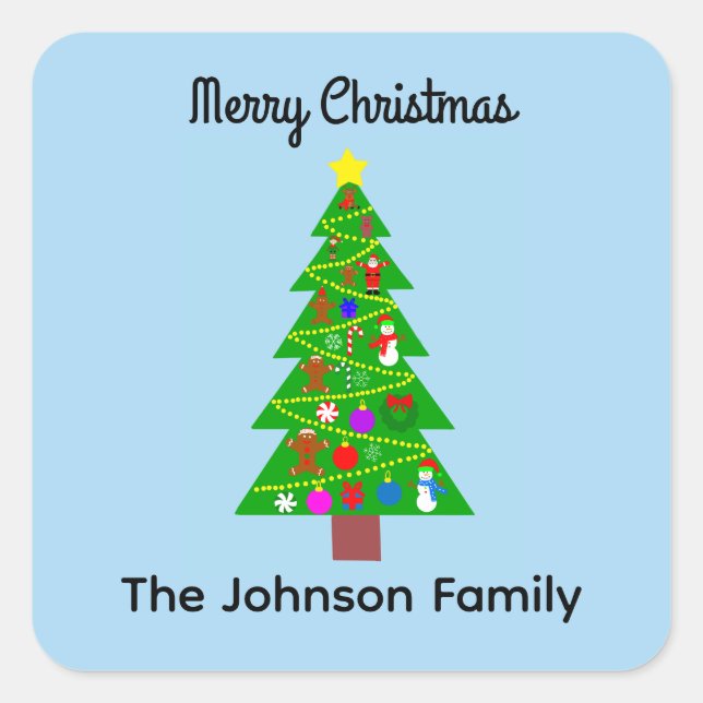 Adesivo Quadrado Árvore de Natal Feliz #1 (Frente)