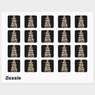 Adesivo Quadrado Árvore de Natal Geométrica em Mosaico Dourado