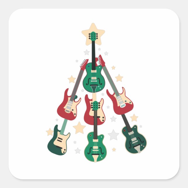 ADESIVO QUADRADO ÁRVORE DE NATAL GUITAR (Frente)