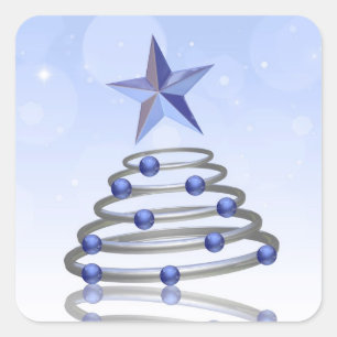 Adesivo Quadrado Árvore de Natal moderna do cromo 3D