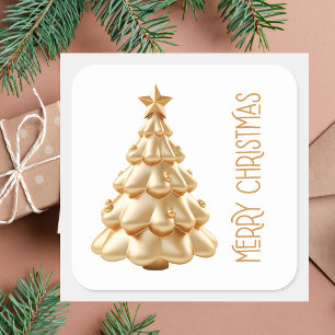 Adesivo Quadrado Árvore de Natal Moderna Elegante Minimalista Doura