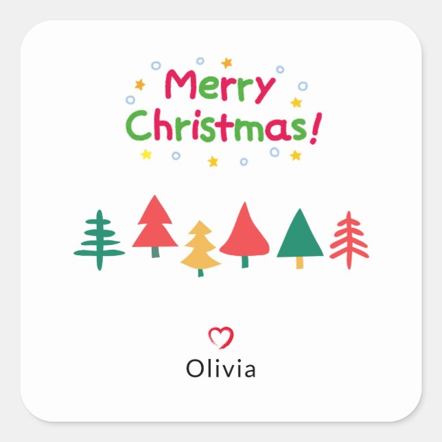 Adesivo Quadrado Árvore de Natal Moderna Simples (Frente)