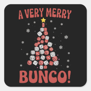Adesivo Quadrado Árvore de Natal Muito Alegre Bunco Noite de Jogo d