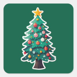 Adesivo Quadrado Árvore de Natal Negrito