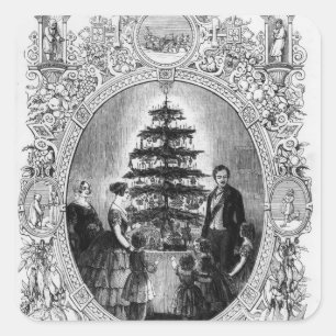 Adesivo Quadrado Árvore de Natal no Castelo de Windsor, 1848