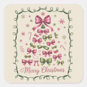 Adesivo Quadrado Árvore de Natal Pink Coquette Feminina Tendência N