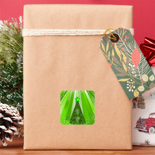 Adesivo Quadrado Árvore de Natal Verde Moderna com Estrela