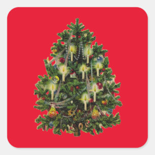Adesivo Quadrado Árvore do natal vintage