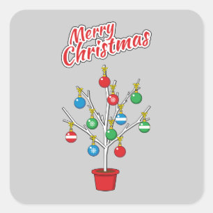 Adesivo Quadrado Árvore do Ramal de Natal - Feliz Natal