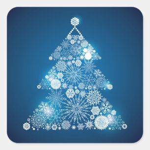 Adesivo Quadrado Árvore dos Etiqueta-Flocos de neve do Natal