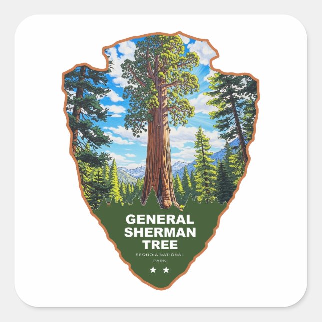 Adesivo Quadrado Árvore General Sherman Sequoia NP Arrowhead (Frente)