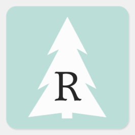 Adesivo Quadrado Árvore Geométrica Branca no Monograma Personalizad