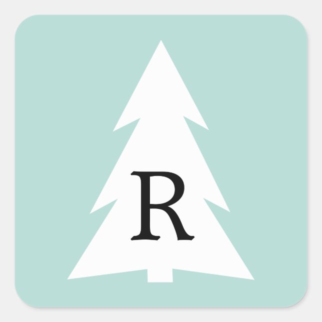 Adesivo Quadrado Árvore Geométrica Branca no Monograma Personalizad (Frente)