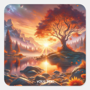 Adesivo Quadrado Árvore Laranja Fantasy Cuja Pista Solta