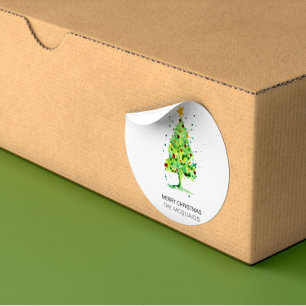 Adesivo Quadrado Árvore Natal Festiva Aquarela