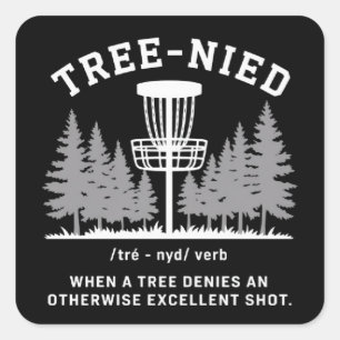 Adesivo Quadrado Árvore Nied Disc Golf Engraçado Estúpido Árvore-ni