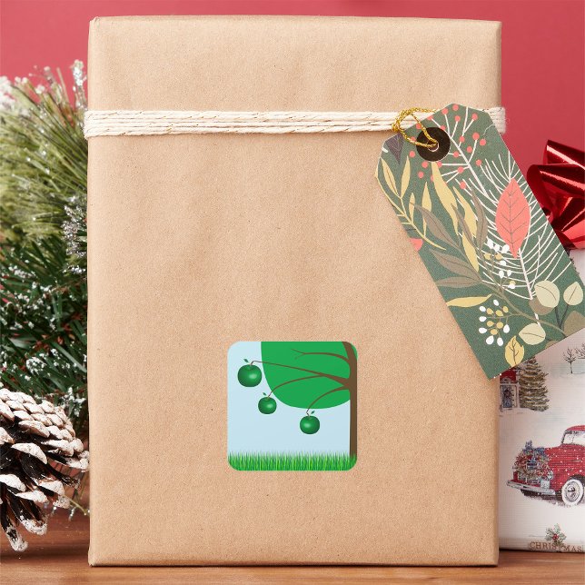 Adesivo Quadrado Árvore verde de maçãs (Criador carregado)