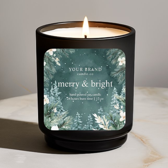 Adesivo Quadrado "Árvore verde de pinheiro de aquarela (Criador carregado)